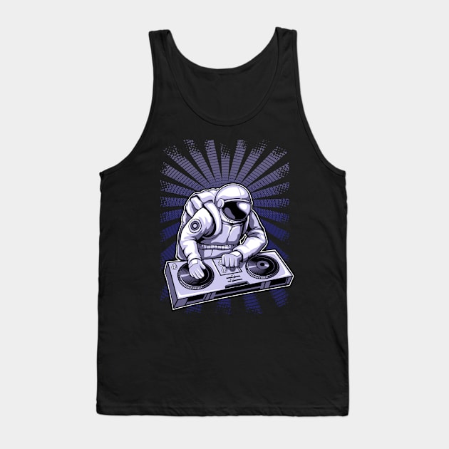 Astronaut Playing DJ Music Tank Top by Ken Asahvey